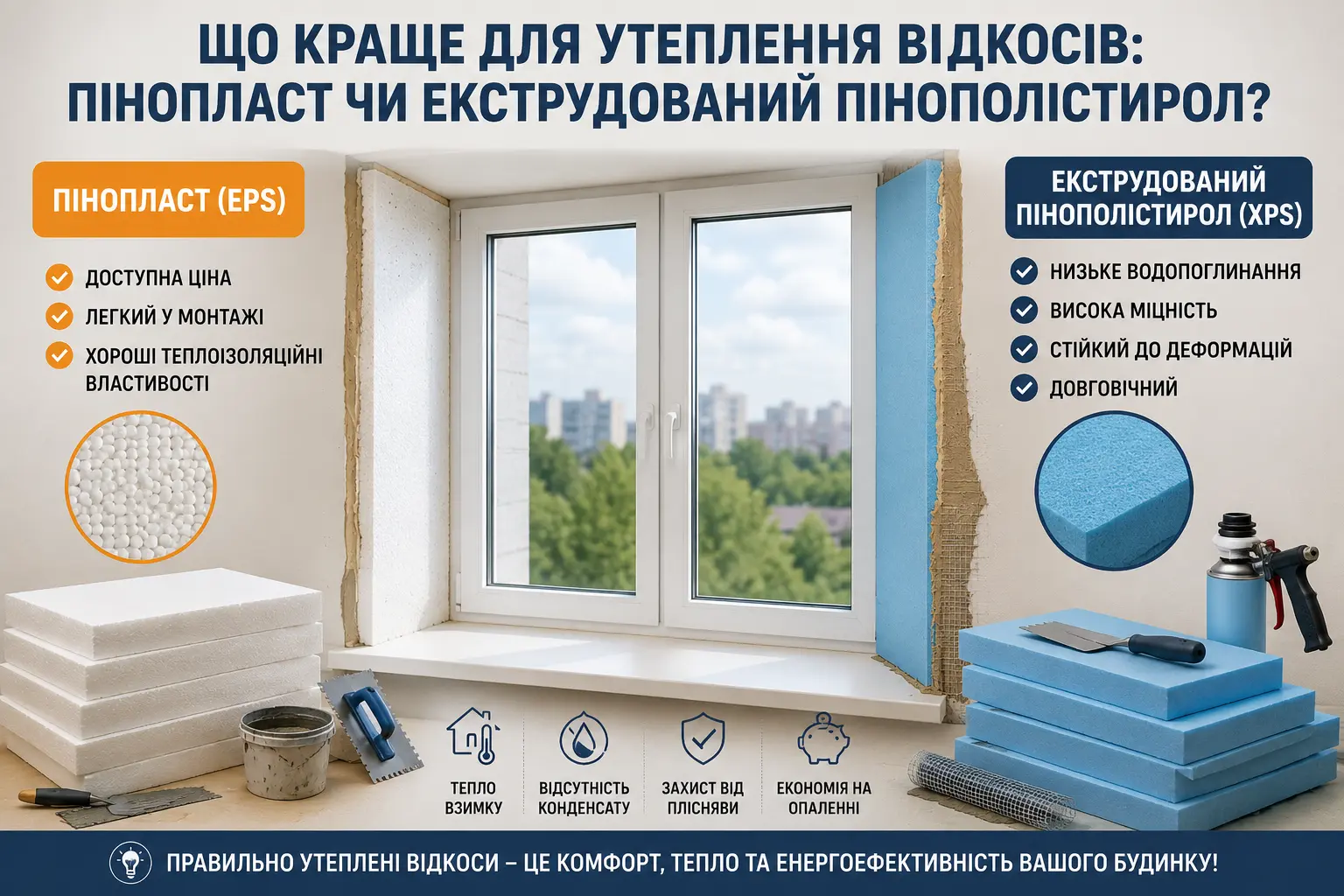 Що краще для утеплення відкосів