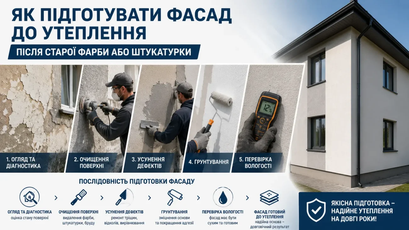 Як підготувати фасад до утеплення після старої фарби або штукатурки