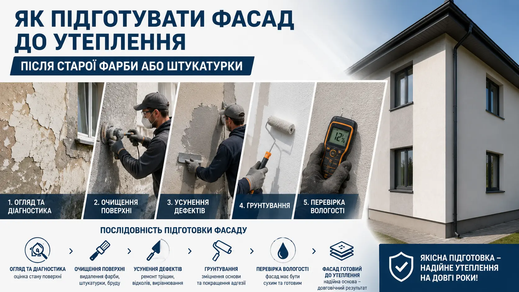 Як підготувати фасад до утеплення після старої фарби або штукатурки