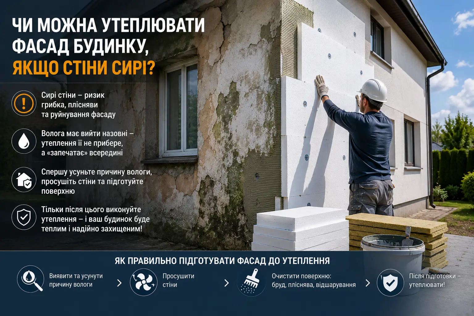Чи можна утеплювати фасад будинку, якщо стіни сирі?