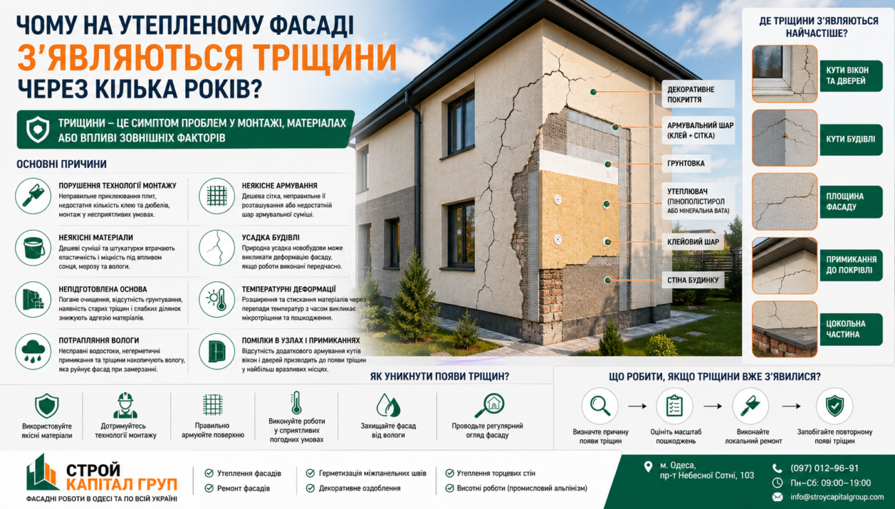 Чому на утепленому фасаді з'являються тріщини через кілька років?